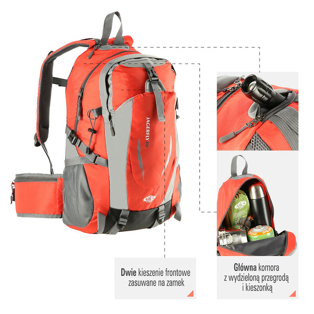 Turistický batoh, objem 30 l, lehký, červený
