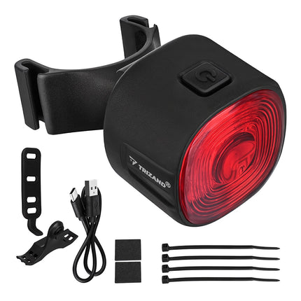 Zadní LED světlo na kolo, USB-C, 6 režimů, voděodolné IP66, červené