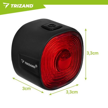 Zadní LED světlo na kolo, USB-C, 6 režimů, voděodolné IP66, červené