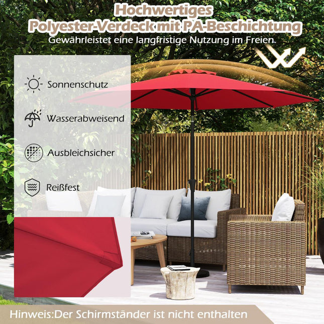 Red Patio Umbrella with Crank, 300 cm, Adjustable Tilt