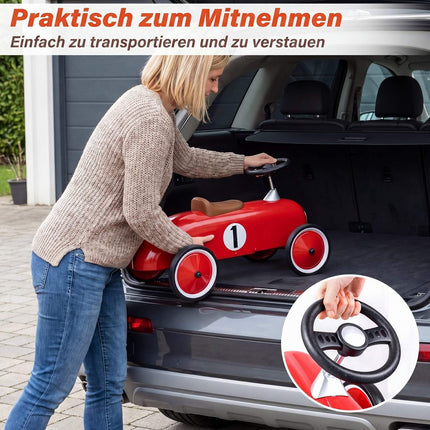 Red Toddler Ride-On Car with Steel Frame & Anti-Slip Wheels