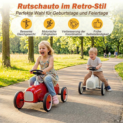 Red Toddler Ride-On Car with Steel Frame & Anti-Slip Wheels