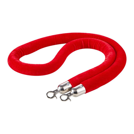 Red Velvet Stanchion Ropes, 4 Pack, 1.5 m, Silver Hooks