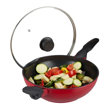 Wok s pokličkou, červený