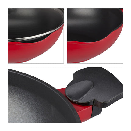 Wok s pokličkou, červený