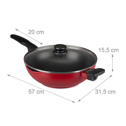 Wok s pokličkou, červený