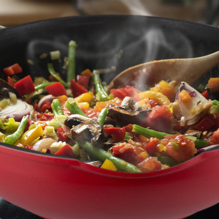 Wok s pokličkou, červený