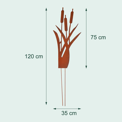 Reed Garden Stake – Rustic Rust Patina Outdoor Decor