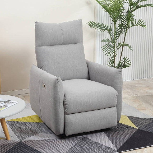 Lounger with USB, 140° tilt, polyester, grey