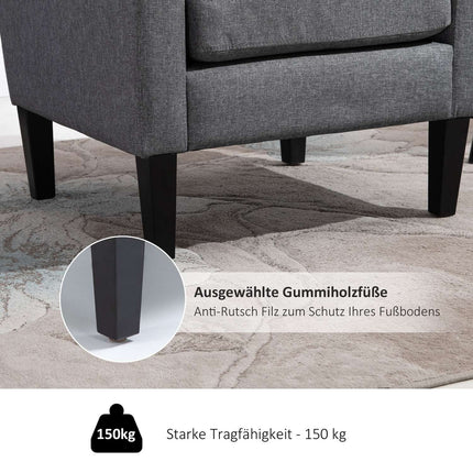 Relaxační křeslo, lněné čalounění, dřevěné nohy, světle šedé