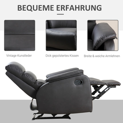 Ergonomické hnědé polohovací křeslo – umělá kůže, nastavitelné
