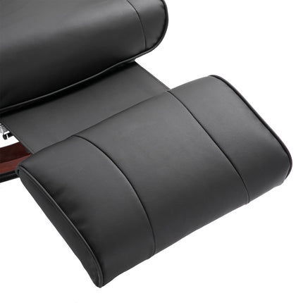 Reclining chair in artificial leather with footrest, swivel, black