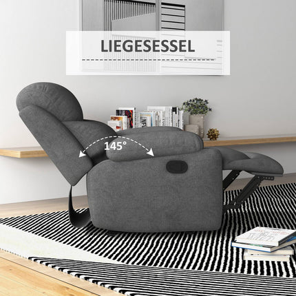 Křeslo, čalouněné relaxační křeslo v lněném vzhledu, šedá