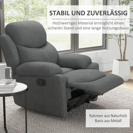 Křeslo, čalouněné relaxační křeslo v lněném vzhledu, šedá