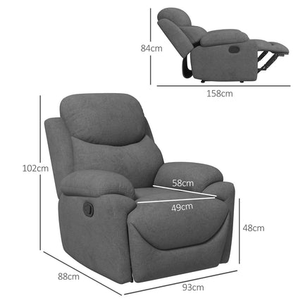 Křeslo, čalouněné relaxační křeslo v lněném vzhledu, šedá