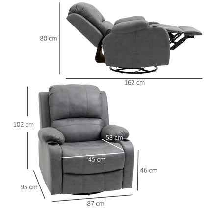 Rocking chair with cup holder, gray microfiber