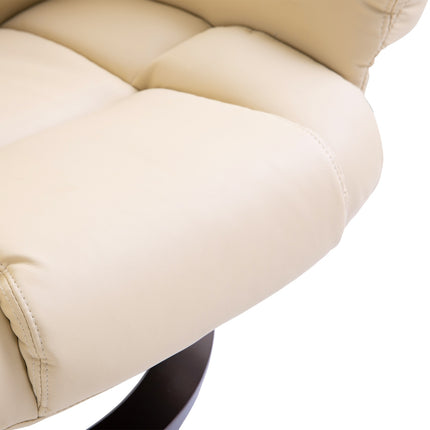 Polohovací relaxační křeslo s taburetem, umělá kůže krémová