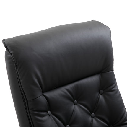 Relaxační křeslo Chesterfield s taburetem, otočné o 360°, PU kůže