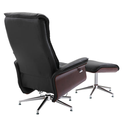 Relaxační křeslo Chesterfield s taburetem, otočné o 360°, PU kůže