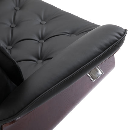 Relaxační křeslo Chesterfield s taburetem, otočné o 360°, PU kůže