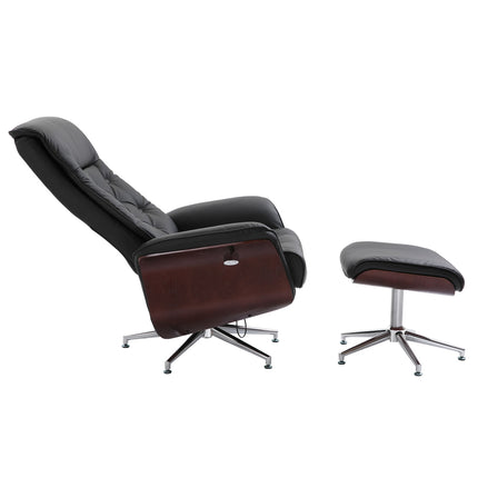 Relaxační křeslo Chesterfield s taburetem, otočné o 360°, PU kůže