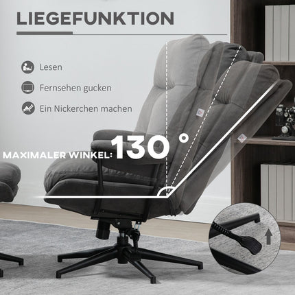 Sada polohovacího relaxačního křesla s otočnou základnou, tmavě šedá