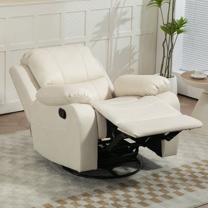 Lounger with footrest & swivel, cream upholstery