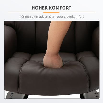masážní křeslo s podnožkou, umělá kůže, hnědé