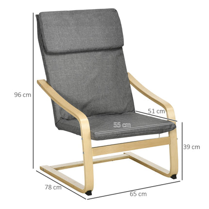 Relaxační křeslo, tmavě šedé, březové dřevo, pohodlí do obývacího pokoje