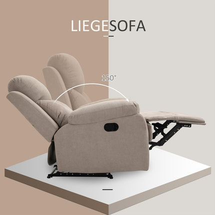 Béžové relaxační křeslo s polohováním 150°, lněný vzhled