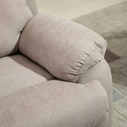 Béžové relaxační křeslo s polohováním 150°, lněný vzhled
