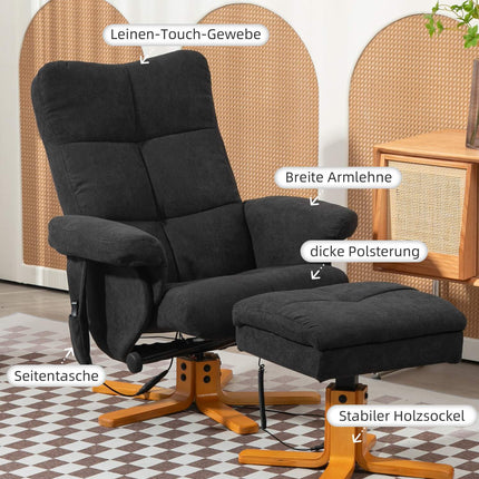 Elektrické masážní křeslo s podnožkou, černá
