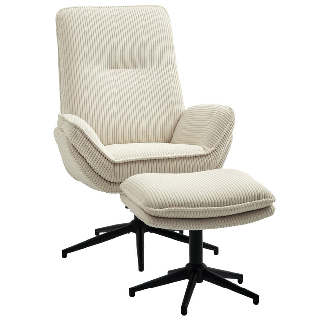 Lounger Beige with 360° rotatable and stool