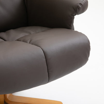 Hnědé relaxační křeslo z umělé kůže s masáží a podnožkou