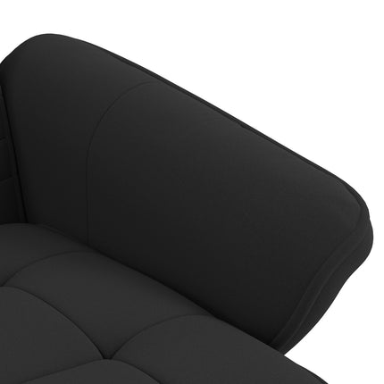 Black lounge chair in microfiber with stool, 150 kg Capacity