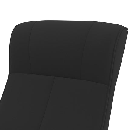 Black lounge chair in microfiber with stool, 150 kg Capacity