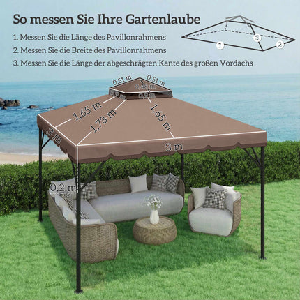 Náhradní střecha pro altán 3x3 m, polyester UPF 30+