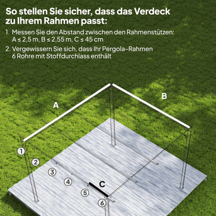Ersatzdach für 3x3m Pergola, Hellgrau, Polyester