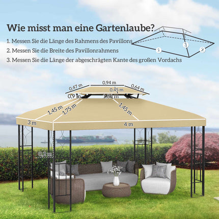 Náhradní střecha pro pavilon 3x4 m, voděodpudivá, béžová