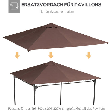 Náhradní potah altánu, sluneční clona, 2.93x2.93M, kávová
