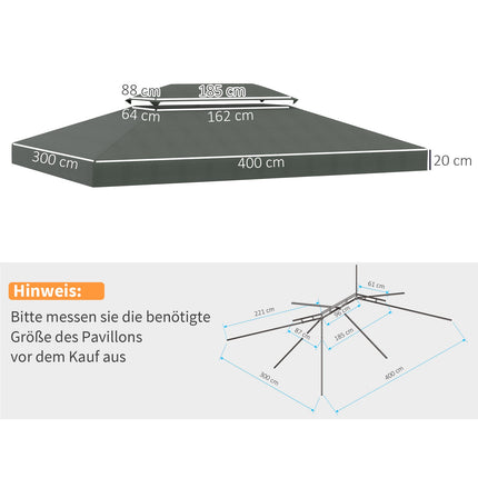 Tmavě šedá náhradní polyesterová střecha altánu 3x4M