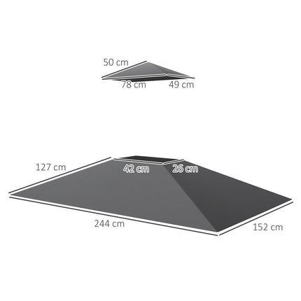 Náhradní střecha k altánu ke grilu 1.5 m x 2.4 m, tmavě šedá