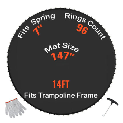 Replacement Trampoline Mat, 14ft Round, 7-Inch Springs