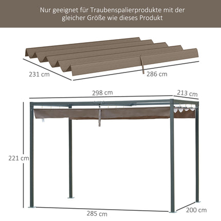Zatahovací střecha pergoly 2,85 x 2 m, UV a voděodolný potah