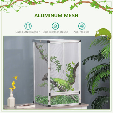 Chovný box pro plazy – hliník, 45 x 45 x 80 cm