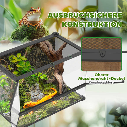 Skleněné terárium pro plazy 48 l, přední ventilace, 50 x 30 x 35 cm