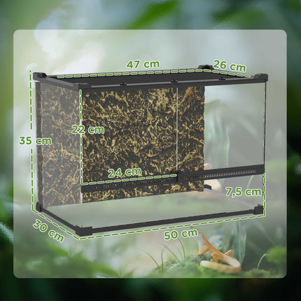 Skleněné terárium pro plazy 48 l, přední ventilace, 50 x 30 x 35 cm