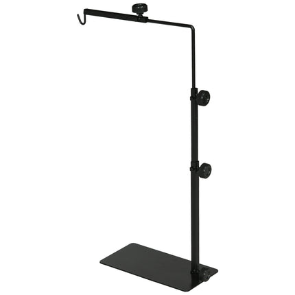Nastavitelný stojan na tepelnou lampu pro plazy, černá ocel, 4 otvory pro kabely