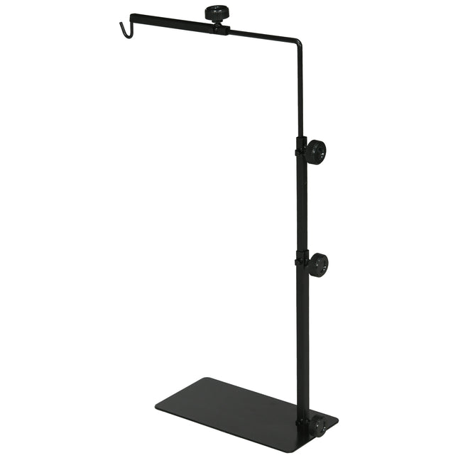 Nastavitelný stojan na tepelnou lampu pro plazy, černá ocel, 4 otvory pro kabely