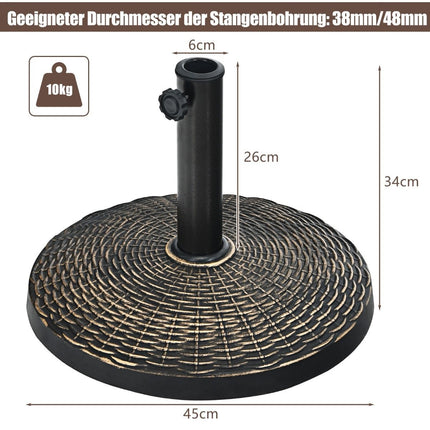 Pryskyřičný podstavec pro slunečník o průměru 46 cm, bronzový